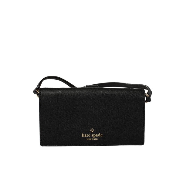 Kate Spade Crossbody Black Leather IPhone Case Wallet - Picture 4 of 11